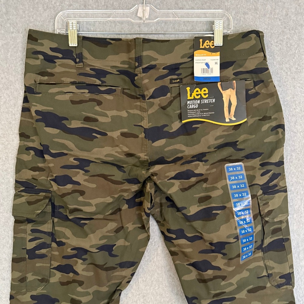 NEW Lee Motion Stretch Cargo Pants Mens 38x32 Green Frontier Camo Straight Leg - Picture 3 of 11